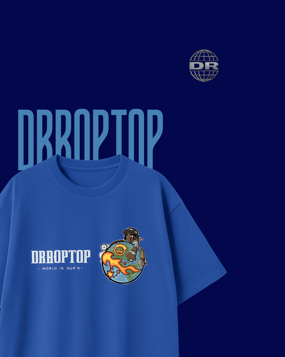 DRROPTOP - WORLD IS OUR'S BLUE T-SHIRT