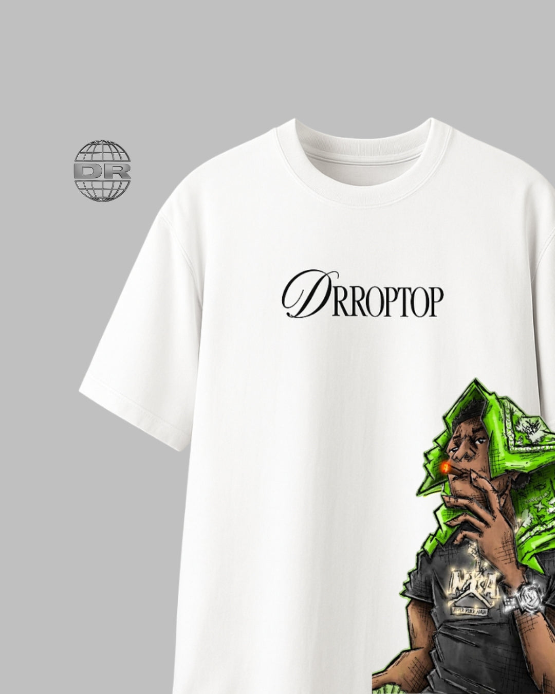 DRROPTOP - BANDANA DRIP WHITE T-SHIRT