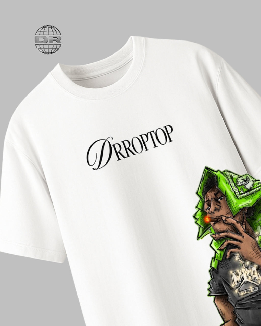 DRROPTOP - BANDANA DRIP WHITE T-SHIRT