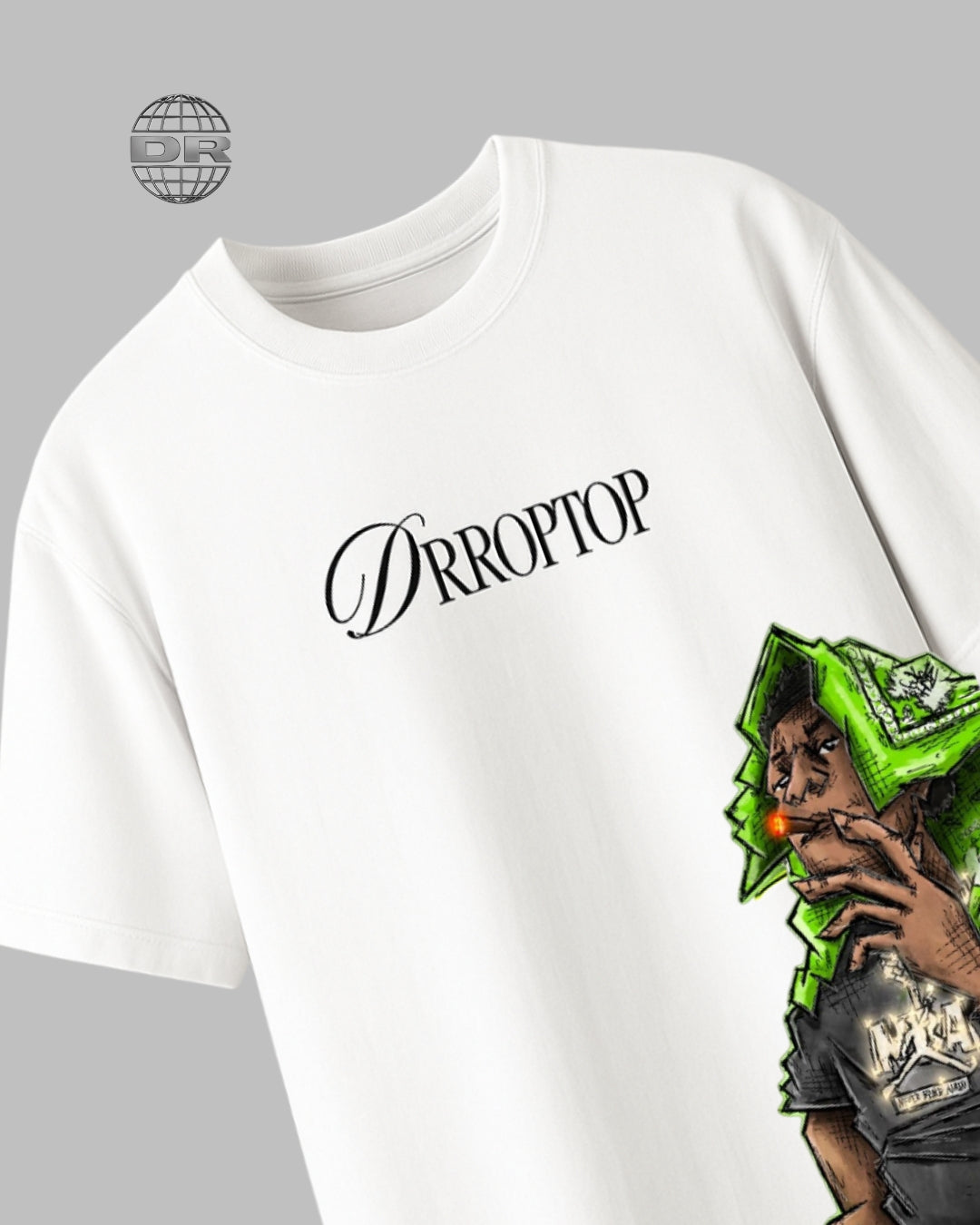 DRROPTOP - BANDANA DRIP WHITE T-SHIRT