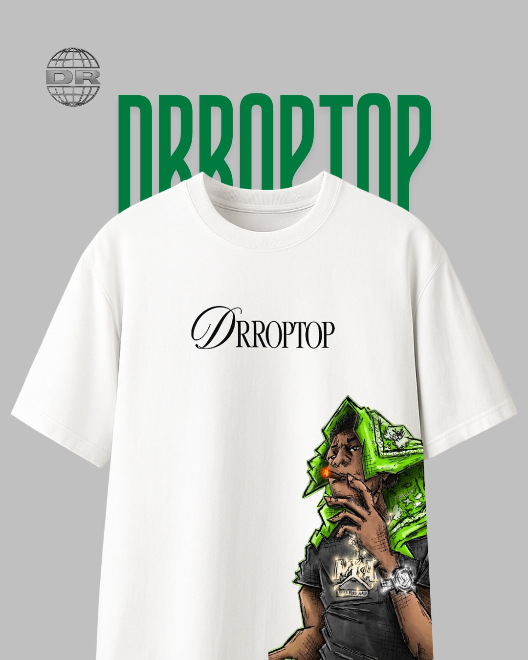 DRROPTOP - BANDANA DRIP WHITE T-SHIRT