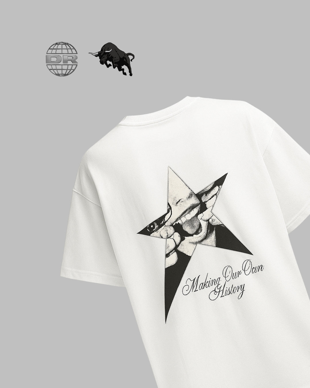 DRROPTOP - BLACKI FLAME WHITE T-SHIRT