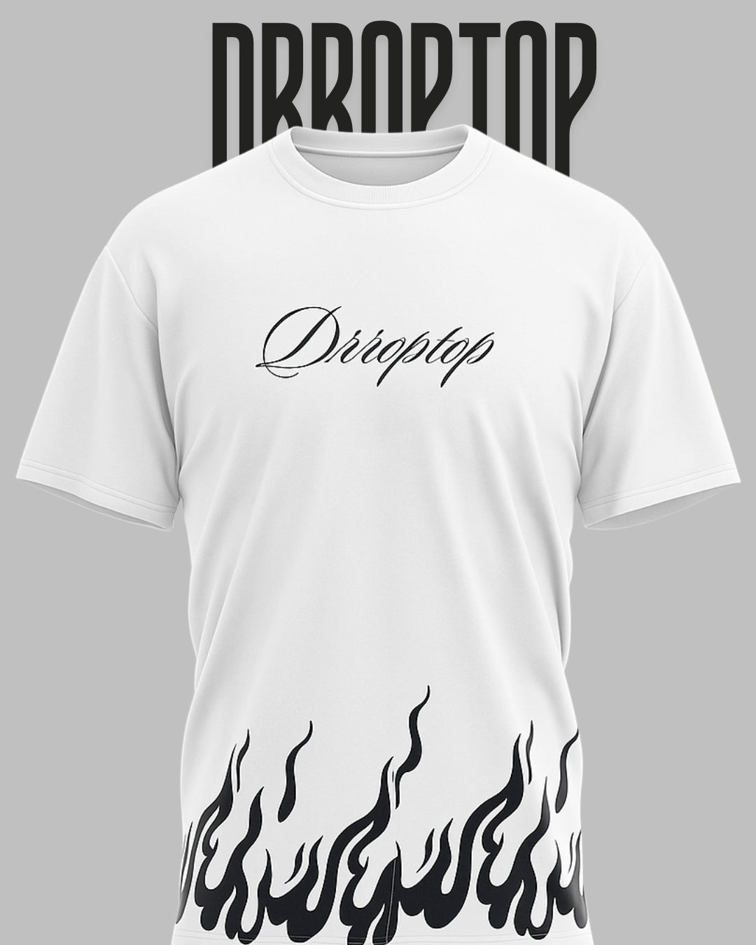 DRROPTOP - BLACKI FLAME WHITE T-SHIRT