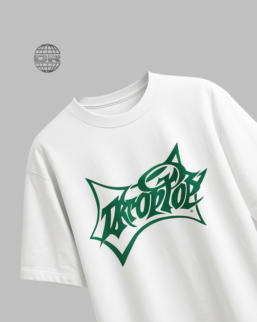DRROPTOP - EMERALD EDGE WHITE T-SHIRT